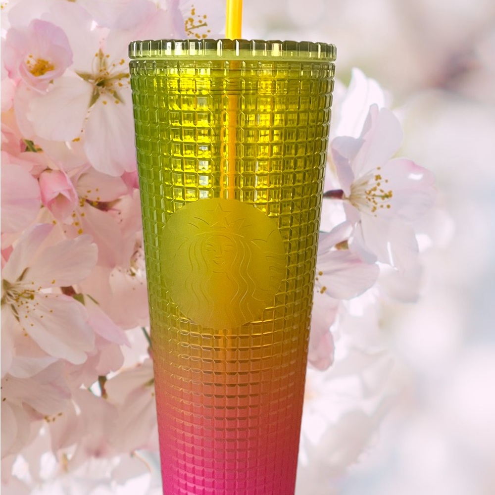 NEW Starbucks Bling Pink & Yellow Cup with Straw Never Used Christmas Gift